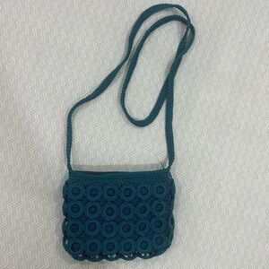 NWOT Teal Crochet Crossbody Bag